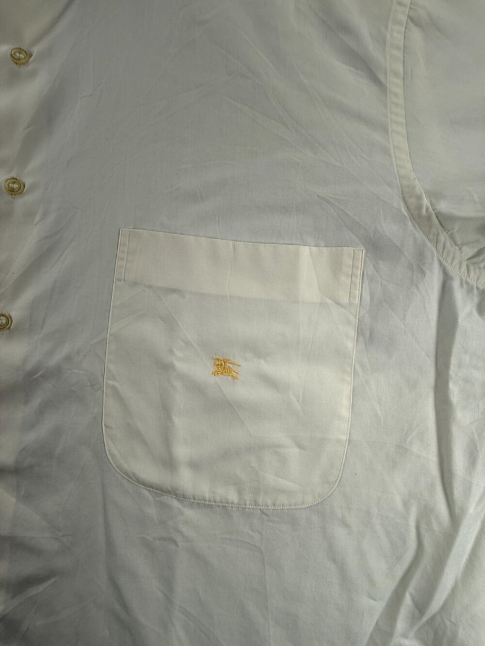 Burberry Formal 43 London Band Ivory Solid Long Sleeve Mens Shirt Pocket Adult - Picture 2 of 16